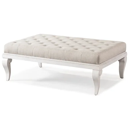 Glenda Tufted Cocktail Ottoman in Taupe Fabric